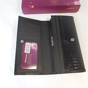 Женский кошелек из натуральной кожи (длинный, черный) - фото 24662