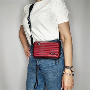 Молодежная сумка через плечо - клатч с петлёй на запястье (вишневая) - фото 32364