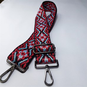 Ремень для сумки текстильный широкий 5 см, фурнитура темная /ремень на сумку красный - фото 33375