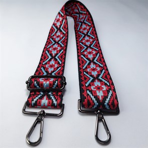 Ремень для сумки текстильный широкий 5 см, фурнитура темная /ремень на сумку красный - фото 33379