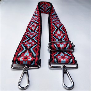 Ремень для сумки текстильный широкий 5 см, фурнитура серебро /ремень на сумку красный - фото 33385