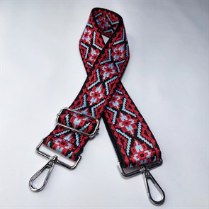 Ремень для сумки текстильный широкий 5 см, фурнитура серебро /ремень на сумку красный - фото 33387