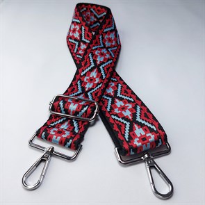 Ремень для сумки текстильный широкий 5 см, фурнитура серебро /ремень на сумку красный - фото 33389