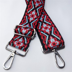 Ремень для сумки текстильный широкий 5 см, фурнитура серебро /ремень на сумку красный - фото 33391