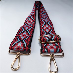 Ремень для сумки текстильный широкий 5 см, фурнитура золото /ремень на сумку красный - фото 33394