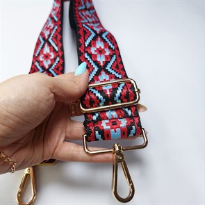 Ремень для сумки текстильный широкий 5 см, фурнитура золото /ремень на сумку красный - фото 33395