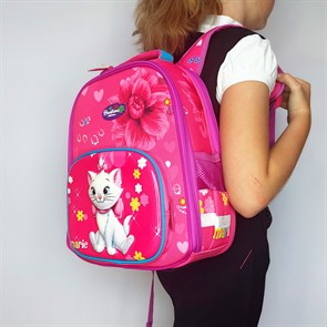 Школьный рюкзак для девочки Котенок, Ранец школьный каркасный, Ранец ортопедический - фото 34312
