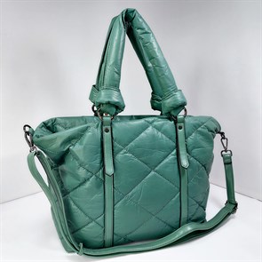 Объемная сумка текстильная нефритовая (зеленая) / Сумка женская зеленая/ Шоппер зеленый/ Сумка шопер большая