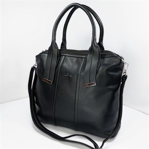 Сумка-портфель с тремя отделами черная / Сумка классическая женская/Сумка деловая