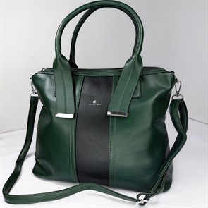 Сумка-портфель с тремя отделами зеленая / Сумка классическая женская / Сумка деловая