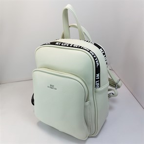Рюкзак с квадратным карманом спереди бледно-зеленый /Сумка-рюкзак с двумя отделами / Женский рюкзак трансформер /Городской рюкзак