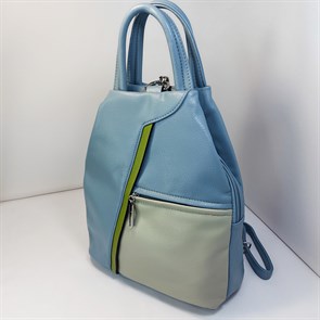 Рюкзак трехцветный с двумя отделами голубой / Женский рюкзак  /Городской рюкзак