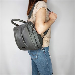 Сумка рюкзак  с двумя отделами серая / Женский рюкзак трансформер /Городской рюкзак - фото 58006