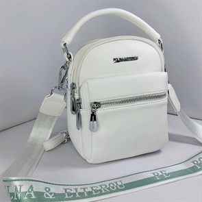 Сумка рюкзак маленькая Polina&eiterou белая / Женский рюкзак трансформер /Городской рюкзак /Рюкзак с двумя отделами