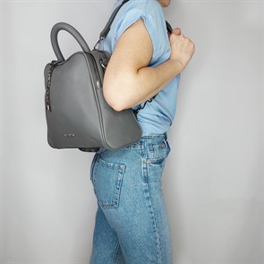 Сумка рюкзак  с двумя отделами Velina Fabbiano светло-серая / Женский рюкзак трансформер /Городской рюкзак - фото 58461