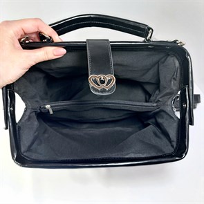 Сумка саквояж - рюкзак черная / Сумка деловая лаковая  / Сумка объемная женская / Сумка классическая - фото 59052