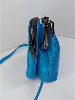 Сумка кошелек Safenta ( Velina Fabbiano) с двумя отделами синяя /Сумка с поцелуйчиком / Сумка кросс- боди маленькая - фото 59445