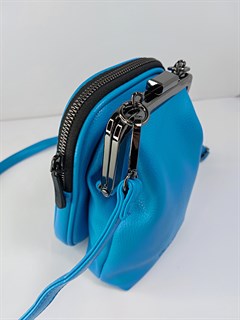 Сумка кошелек Safenta ( Velina Fabbiano) с двумя отделами синяя /Сумка с поцелуйчиком / Сумка кросс- боди маленькая - фото 59447