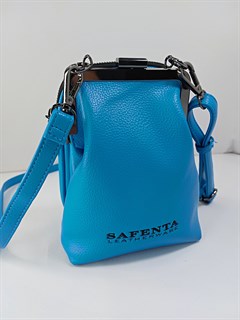 Сумка кошелек Safenta ( Velina Fabbiano) с двумя отделами синяя /Сумка с поцелуйчиком / Сумка кросс- боди маленькая - фото 59455