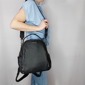 Сумка рюкзак  с карманами Velina Fabbiano черная / Женский рюкзак трансформер /Городской рюкзак - фото 59713