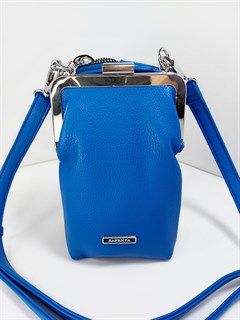 Сумка кошелек Safenta ( Velina Fabbiano) с двумя отделами синяя /Сумка с поцелуйчиком / Сумка кросс- боди маленькая - фото 61118