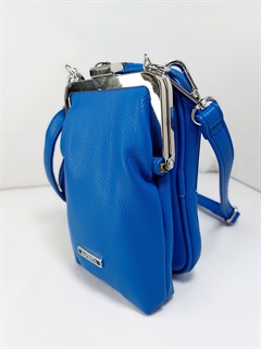 Сумка кошелек Safenta ( Velina Fabbiano) с двумя отделами синяя /Сумка с поцелуйчиком / Сумка кросс- боди маленькая - фото 61122