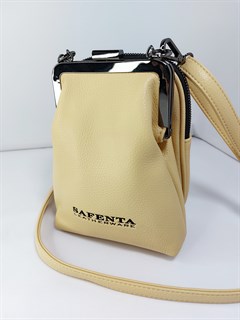 Сумка кошелек Safenta ( Velina Fabbiano) с двумя отделами желтая /Сумка с поцелуйчиком / Сумка кросс- боди маленькая - фото 61372