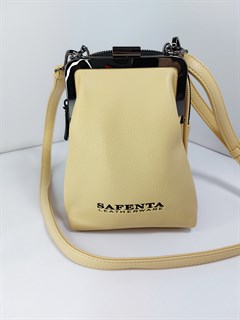 Сумка кошелек Safenta ( Velina Fabbiano) с двумя отделами желтая /Сумка с поцелуйчиком / Сумка кросс- боди маленькая - фото 61373
