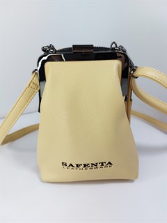 Сумка кошелек Safenta ( Velina Fabbiano) с двумя отделами желтая /Сумка с поцелуйчиком / Сумка кросс- боди маленькая - фото 61375