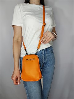 Сумка кошелек Safenta ( Velina Fabbiano) с двумя отделами оранжевая /Сумка с поцелуйчиком / Сумка кросс- боди маленькая - фото 61411