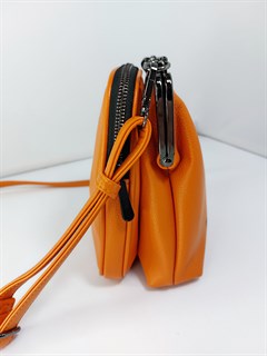Сумка кошелек Safenta ( Velina Fabbiano) с двумя отделами оранжевая /Сумка с поцелуйчиком / Сумка кросс- боди маленькая - фото 61419