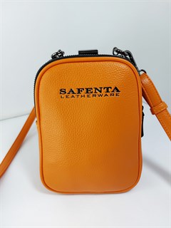 Сумка кошелек Safenta ( Velina Fabbiano) с двумя отделами оранжевая /Сумка с поцелуйчиком / Сумка кросс- боди маленькая - фото 61421