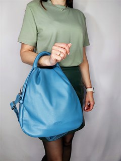 Сумка рюкзак  с круглыми ручками синяя / Женский рюкзак трансформер /Городской рюкзак - фото 61701