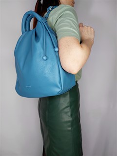 Сумка рюкзак  с круглыми ручками синяя / Женский рюкзак трансформер /Городской рюкзак - фото 61703