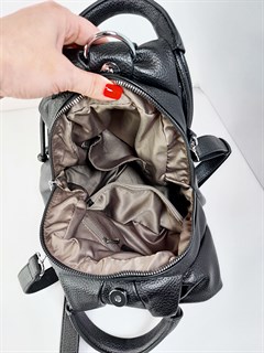 Сумка рюкзак  с круглыми ручками черная / Женский рюкзак трансформер /Городской рюкзак - фото 61728
