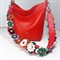 Ремень для сумки кожаный фурнитура серебро /ремень на сумку красный с цветами объемными - фото 34018