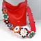 Ремень для сумки кожаный фурнитура серебро /ремень на сумку красный с цветами объемными - фото 34019