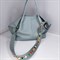 Ремень для сумки кожаный фурнитура серебро /ремень на сумку серо-голубой с разноцветными шипами - фото 34071