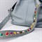 Ремень для сумки кожаный фурнитура серебро /ремень на сумку серо-голубой с разноцветными шипами - фото 34073