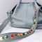 Ремень для сумки кожаный фурнитура серебро /ремень на сумку серо-голубой с разноцветными шипами - фото 34074